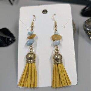 Desert Sun & Sea Tassel Dangle Totem Earrings "Gold"